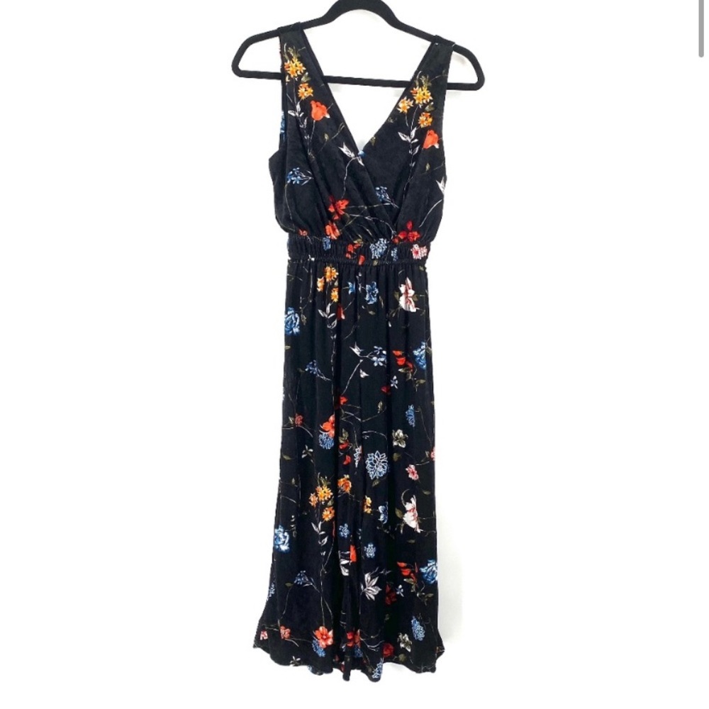 Velvet floral V-neck jumpsuit